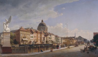 Vista de la parte trasera de las casas en la Schloßfreiheit de Eduard Gaertner